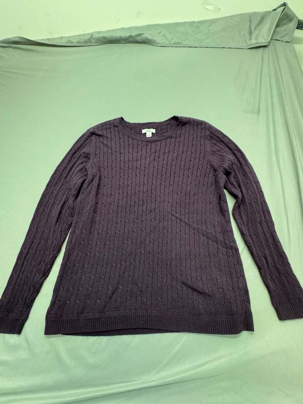 Croft & Barrow Cable Knit Sweater Size XL Purple Crewneck Long Sleeve